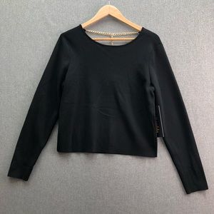 La Rambla Stretch Blouse with Goldtone Chain Back Details Size XL